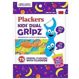 Plackers Kids' Dual Grip Dental Flossers - Fruit Smoothie Swirl Flavor - 75 Pack